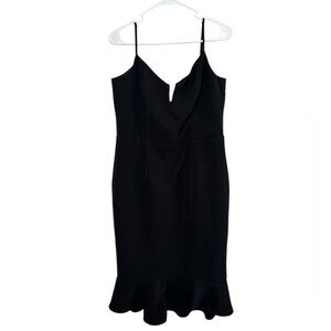 Bardot Kristen Flounce Mini Black Dress Size 14